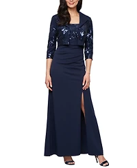 Alex Evenings Petite Long Scuba Crepe Jacket Dress