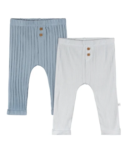 Just Born Baby Boys' 2-Pack Pants, Blue, 3-6 Months