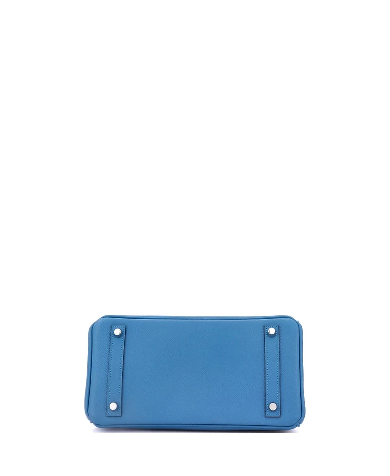 Pre-Owned Hermes Birkin 25 Handbag Blue Epsom with Palladium Hardware