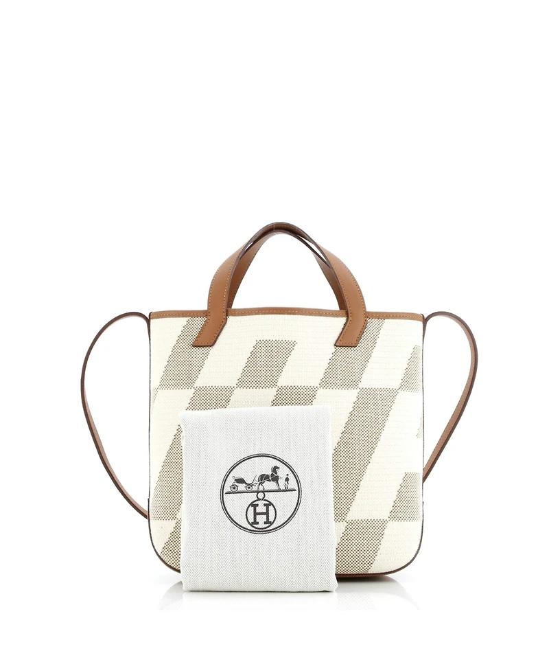 Pre-Owned Hermes 27 Cabas H en Biais Tote Canvas with Leather