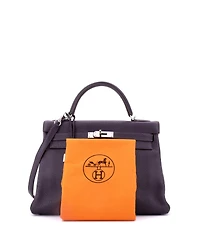 Pre-Owned Hermes Kelly 32 Handbag Purple Clemence with Palladium Hardware
