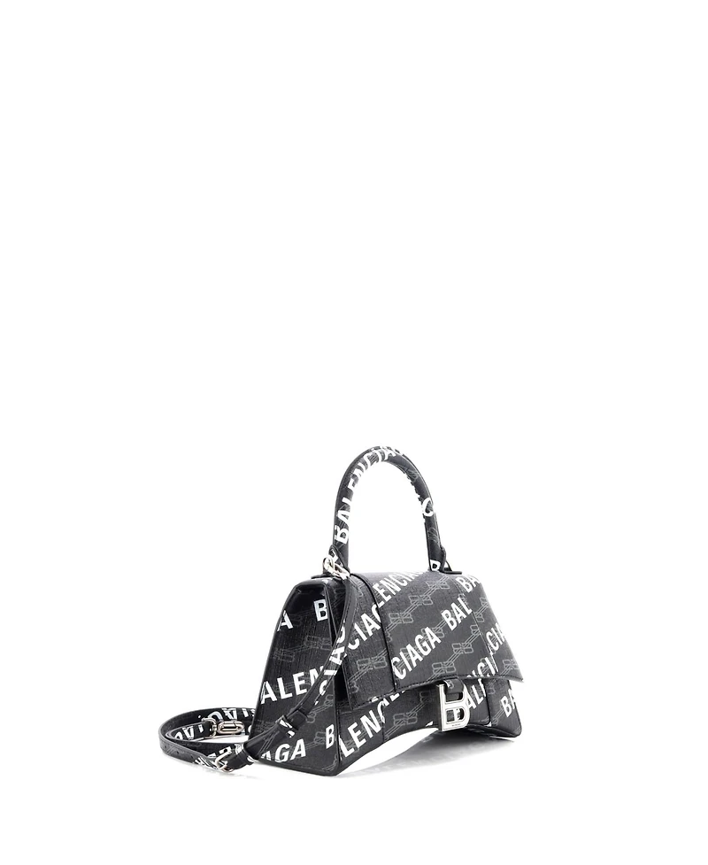 Pre-Owned Balenciaga Small Hourglass Top Handle Bag Monogram Coated Canvas