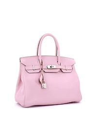 Pre-Owned Hermes Birkin 30 Handbag Pink Clemence with Palladium Hardware