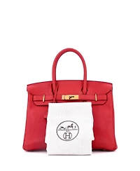 Pre-Owned Hermes Birkin 30 Handbag Red Togo with Gold Hardware