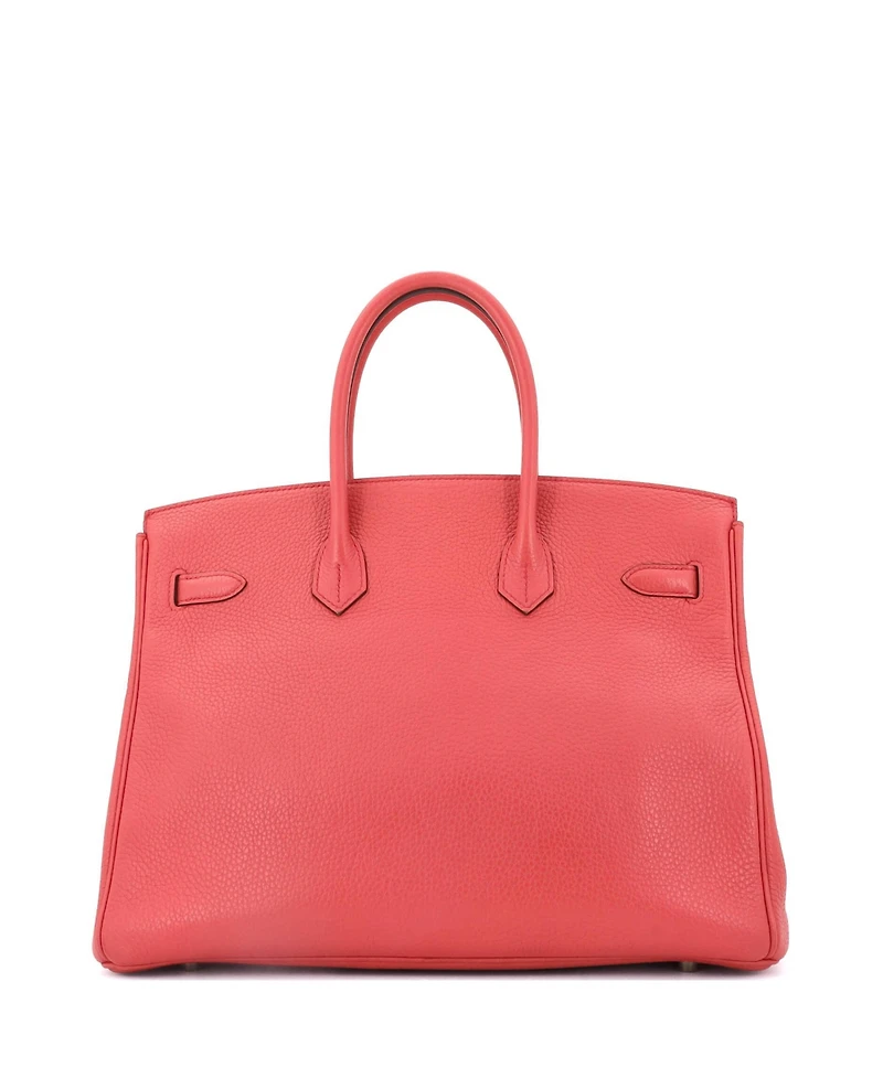 Pre-Owned Hermes Birkin 35 Handbag Pink Clemence with Gold Hardware