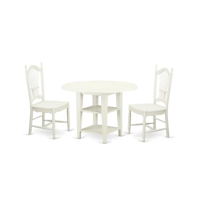 East West Furniture Dining Room Set Linen White