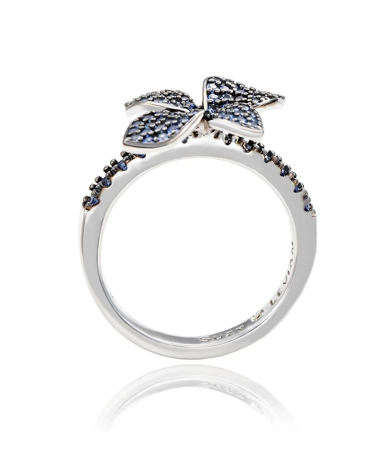 Suzy Levian New York Sterling Silver Sapphire Flower Ring