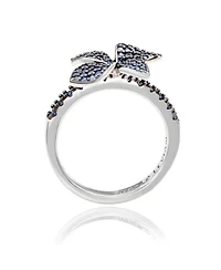 Suzy Levian New York Sterling Silver Sapphire Flower Ring