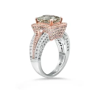 Suzy Levian Two-Tone Sterling Silver Emerald Cut Center Topaz Cocktail Milano Ring