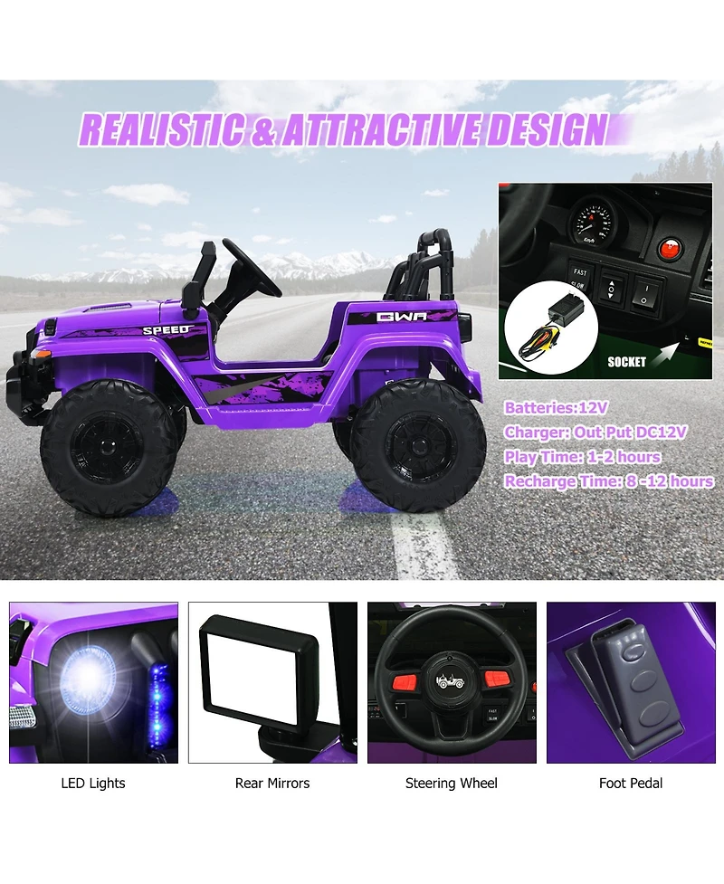 12V Kids Ride-On Jeep Car with 2.4G Remote Control