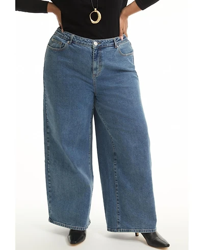 June + Vie Women's Plus Curvie-Fit High-Rise Jeans