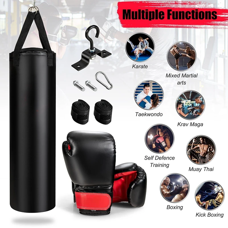 Filled Punching Bag Set with Boxing Gloves - 63 lbs