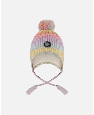 Deux par Girl Lined Peruvian Knit Pompom Hat Multicolor - Toddler|Child