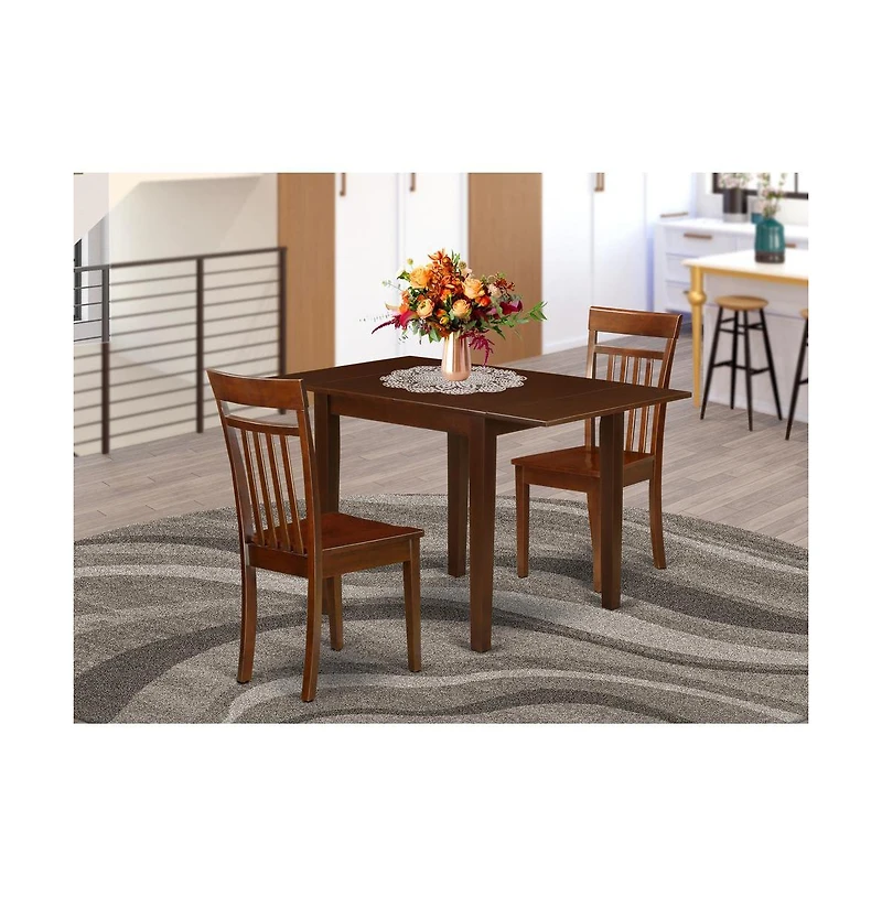 East West Furniture Dining Room Set Mahogany, NDCA3-mah-w
