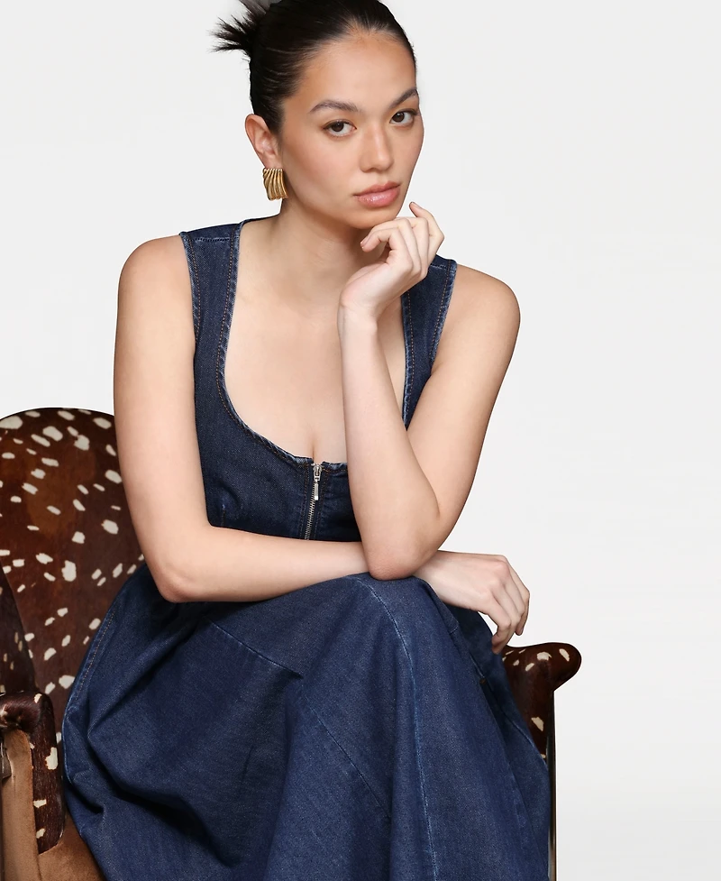 Avec Les Filles Women's Sweetheart Full Skirt Midi Dress