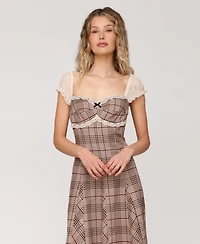 Avec Les Filles Women's Puff Sleeve Godet Midi Dress