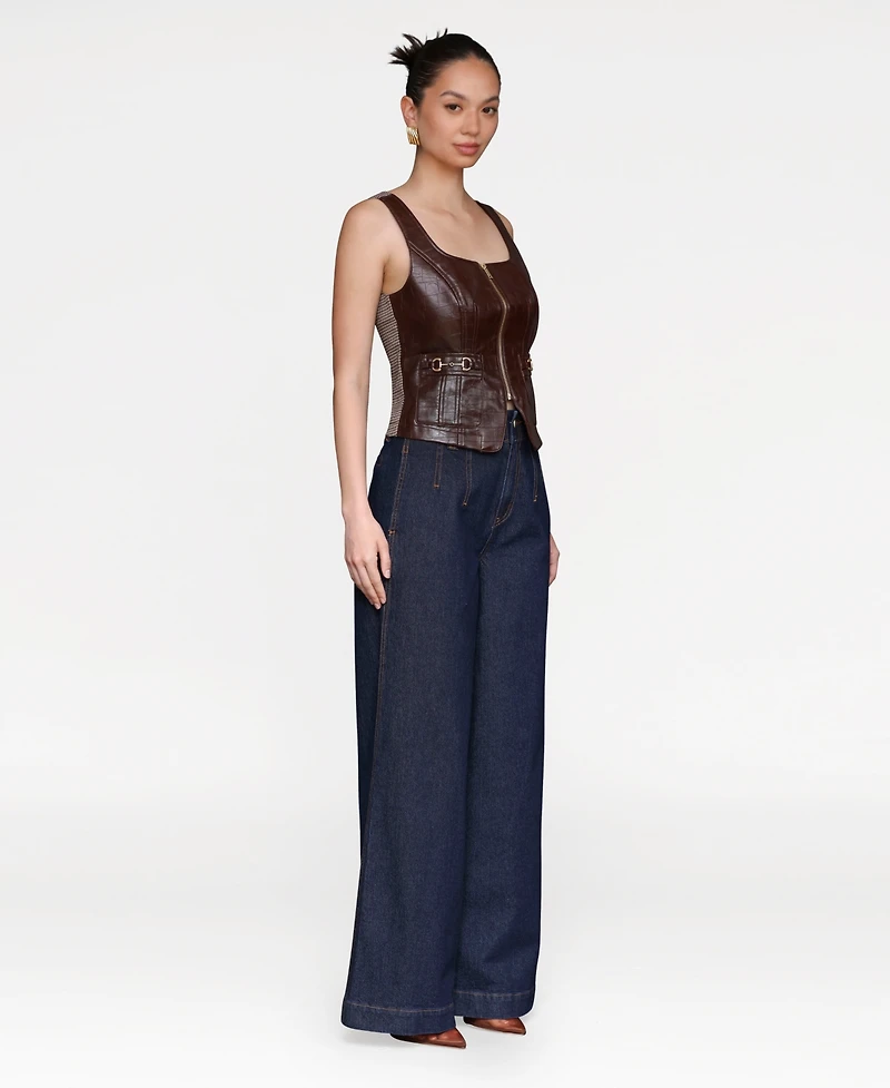 Avec Les Filles Women's Wide Leg Hollywood Waist Jeans