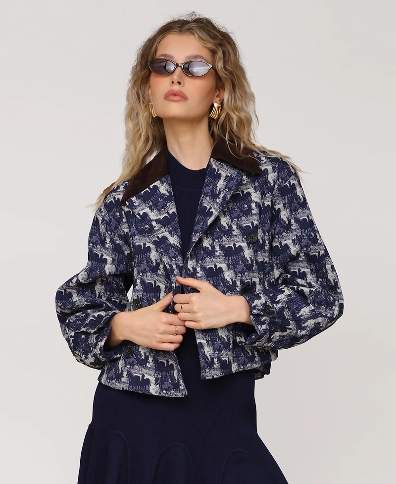Avec Les Filles Women's Double-Breasted Boxy Jacket