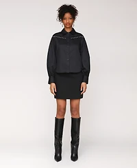 Avec Les Filles Women's Puff Sleeve Studded Shirt