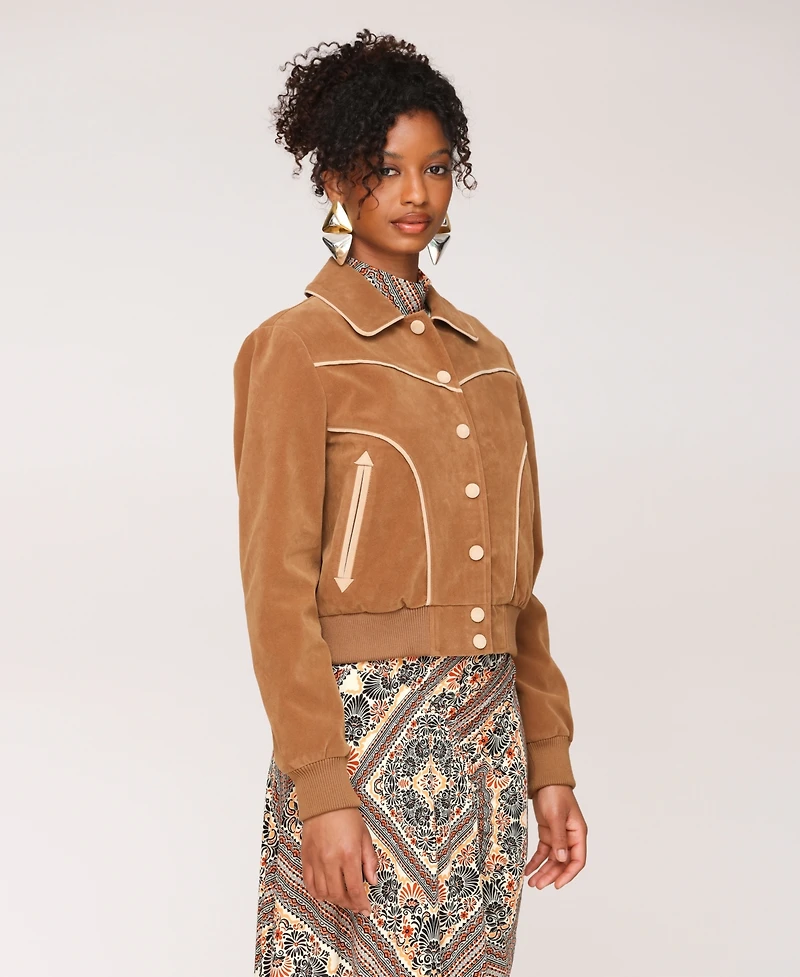 Avec Les Filles Women's Combo Piping Western Jacket