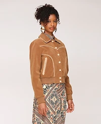 Avec Les Filles Women's Combo Piping Western Jacket