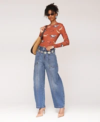 Avec Les Filles Women's Crew Neck Long Sleeve Top