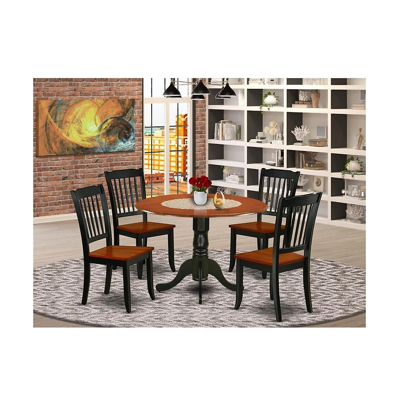 East West Furniture Dining Room Set Black & Cherry