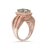 Suzy Levian New York Sterling Silver Emerald Cut Center Topaz Cocktail Ring