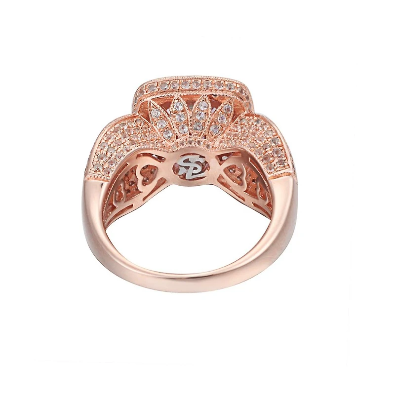 Suzy Levian New York Sterling Silver Cushion Cut Center Topaz Cocktail Ring