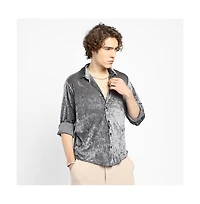Campus Sutra Men's Solid Velvet Shirt