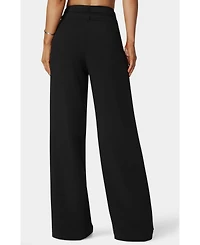 Bebe Women's High Waist Double Belted Palazzo Pant