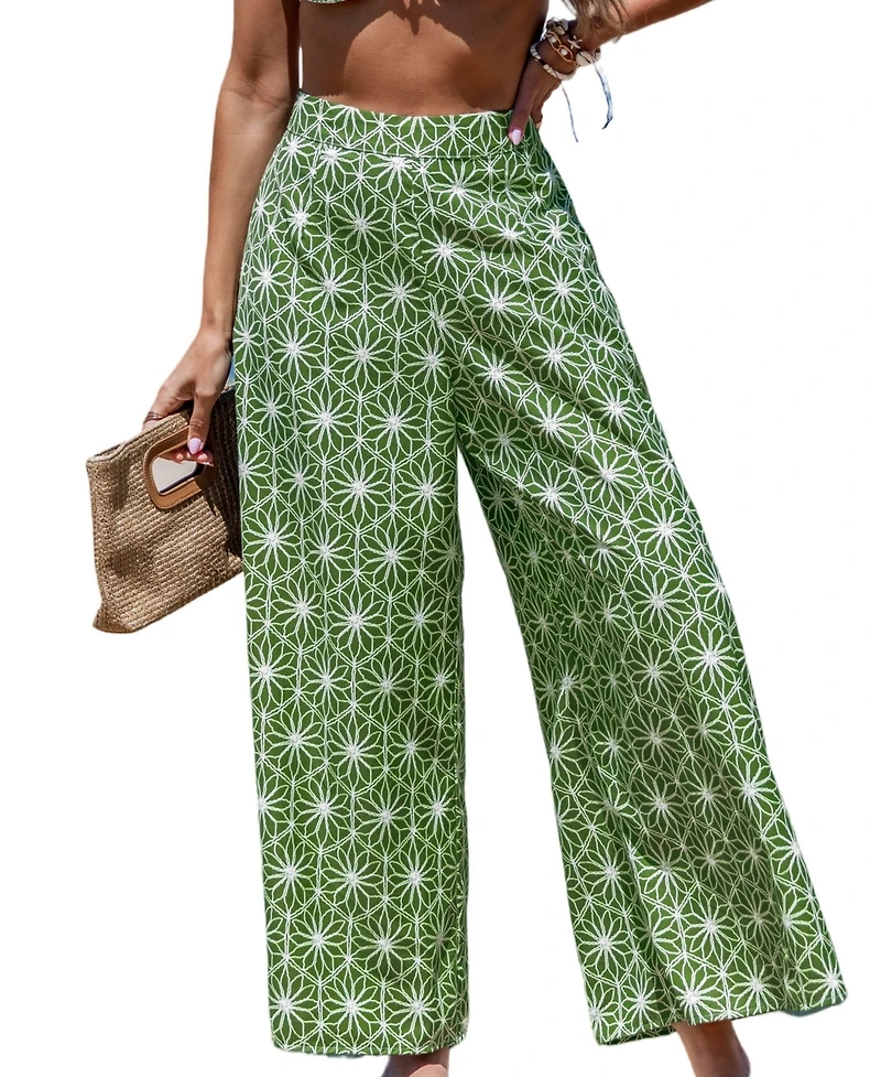 Cupshe Women's Tropical Leaf Print Beach Pants
