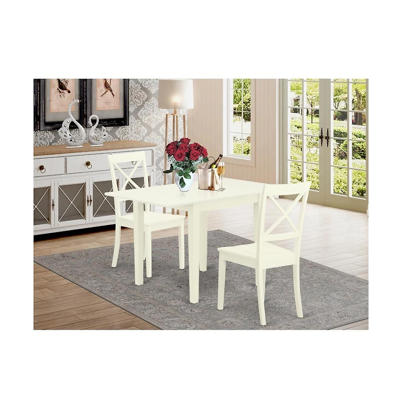 East West Furniture Dining Room Set Linen White