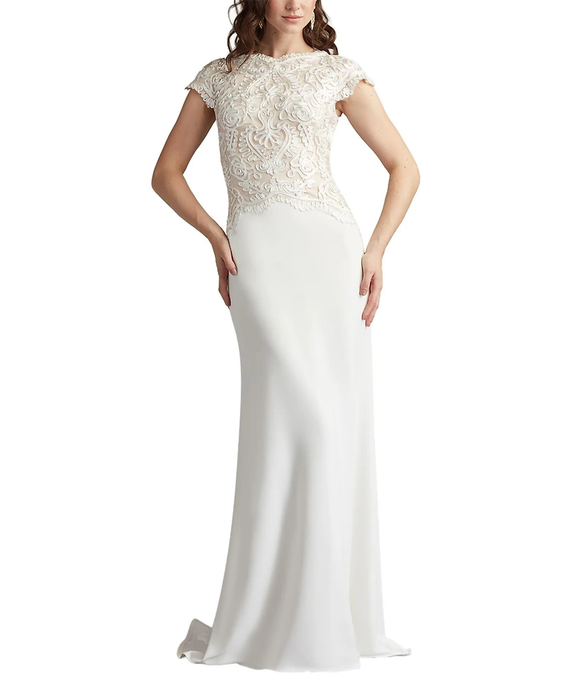 Tadashi Shoji Women's Isadora Embroidered Crepe Gown