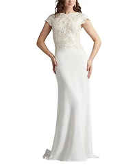 Tadashi Shoji Women's Isadora Embroidered Crepe Gown