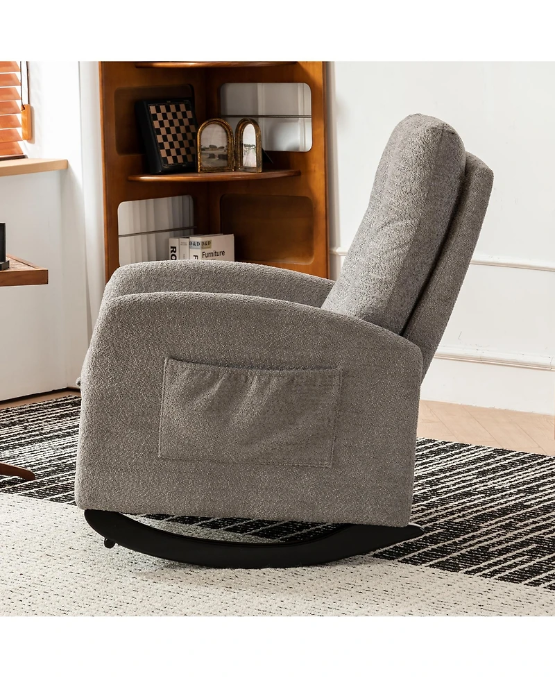Casainc Rocking Chair with Footrest High Back Rubber Wood Rocking Legs