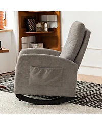 Casainc Rocking Chair with Footrest High Back Rubber Wood Rocking Legs