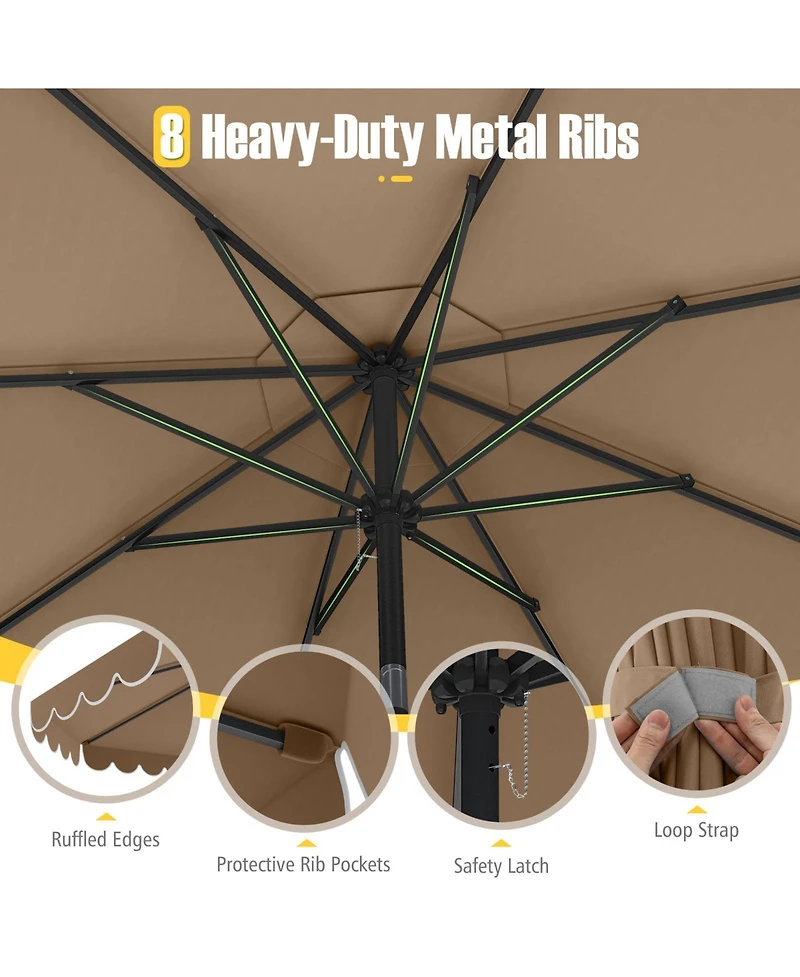 10 Feet Patio Umbrella Outdoor Market Umbrella with Crank Tilt Adjustment