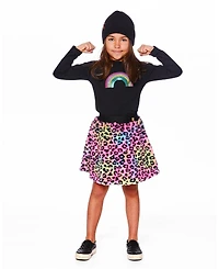 Deux par Girl Faux Fur Skirt Multicolor Leopard - Child