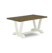 East West Furniture V076EN206-6 6-Piece Fashionable Rectangular Table Set a Superb Distressed Jacobean Wood Dining Table Top and Distressed Jacobean W