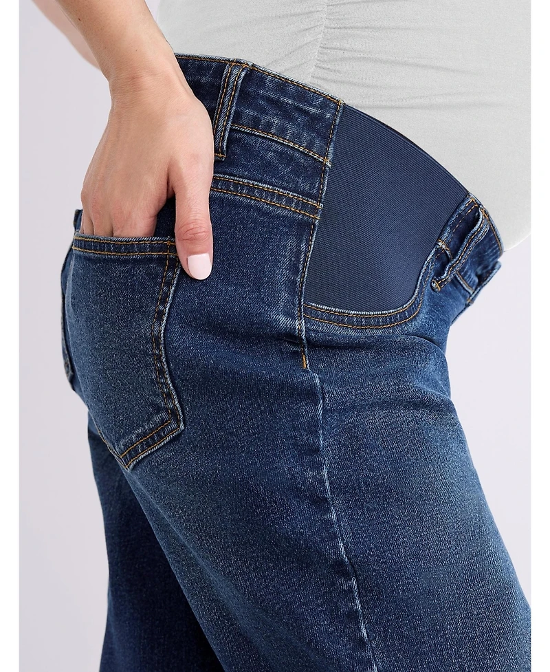 Motherhood Maternity Women's Under the Belly Wide Leg Crop Jeans
