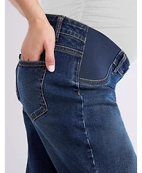 Motherhood Maternity Women's Under the Belly Wide Leg Crop Jeans