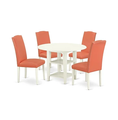 East West Furniture Dining Room Set Linen White
