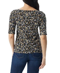 Gloria Vanderbilt Women's Alanis Printed Cuffed-Sleeve T-Shirt