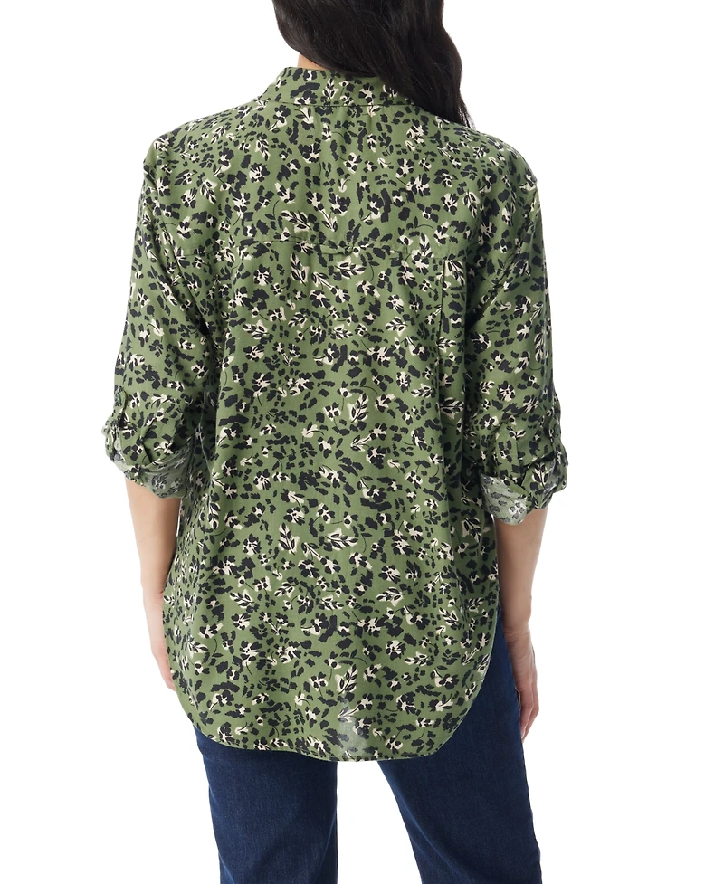 Gloria Vanderbilt Women's Amanda Floral-Print Oversized Shirt
