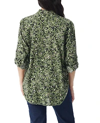 Gloria Vanderbilt Women's Amanda Floral-Print Oversized Shirt