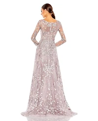 Mac Duggal Women's Draped Sleeve V Neck Gown