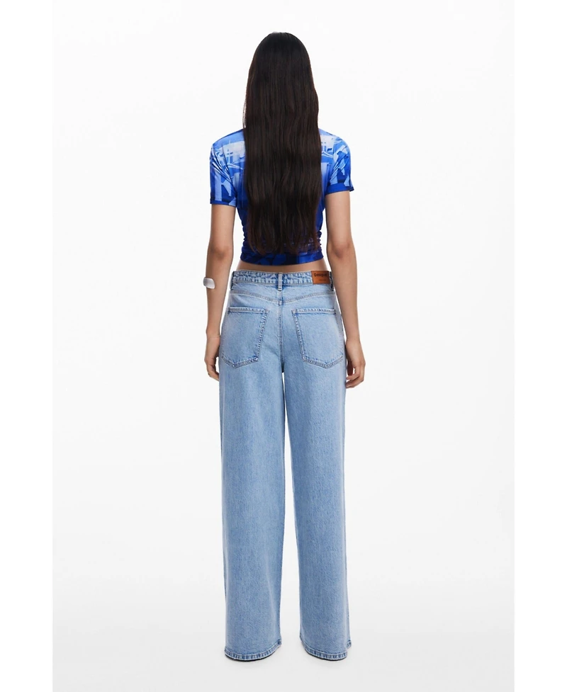 Desigual Women's Wide Leg jeans with V waist