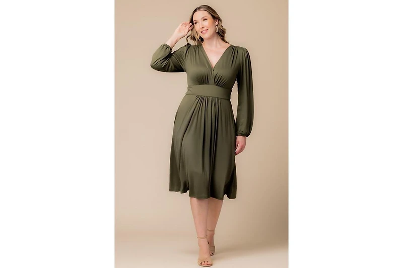 Kiyonna Plus Diana Long Sleeve Midi Dress