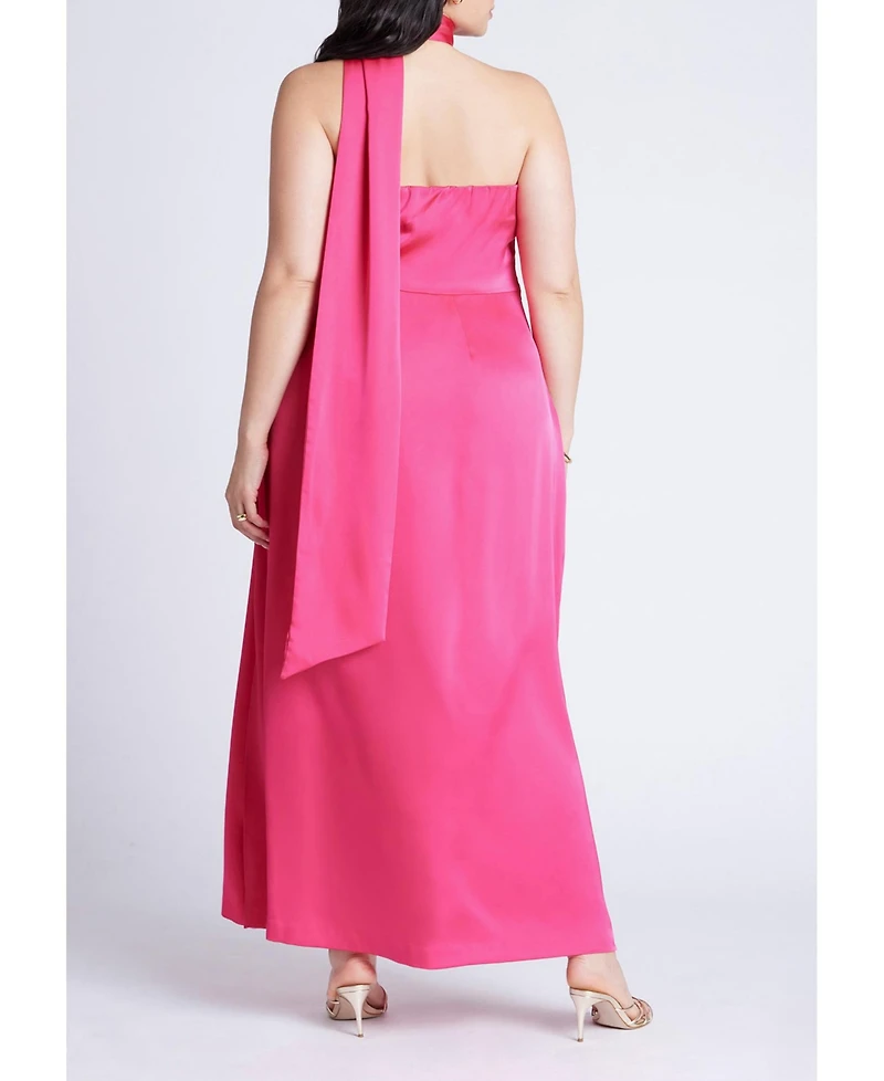 Eloquii Women's Scarf Neck Maxi Dress